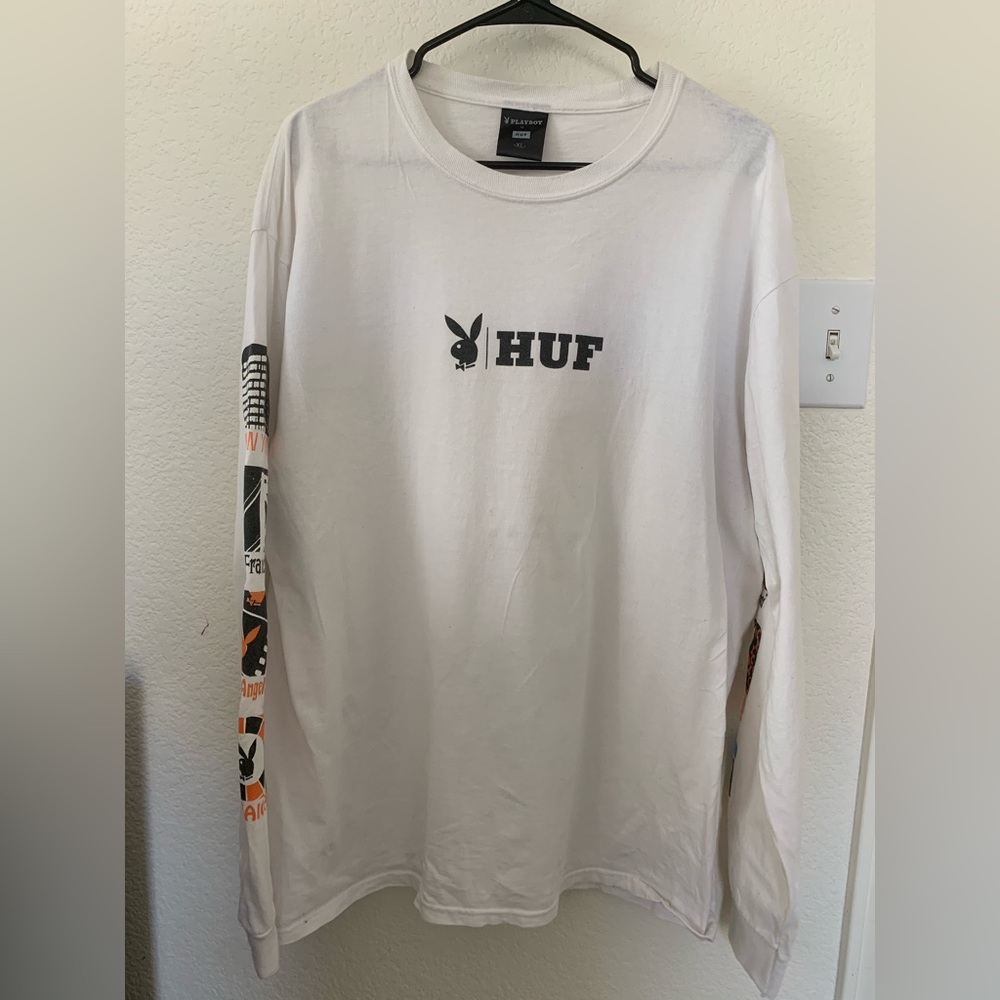 HUF X PB PLAYBOY CLUB INTERNATIONAL LS SHIRT WHITE